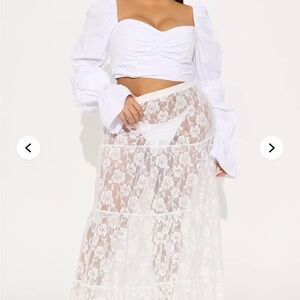 White Lace Sheer Maxi Skirt Size L EUC NWOT